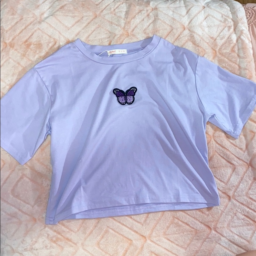 Romwe Butterfly Crop Top